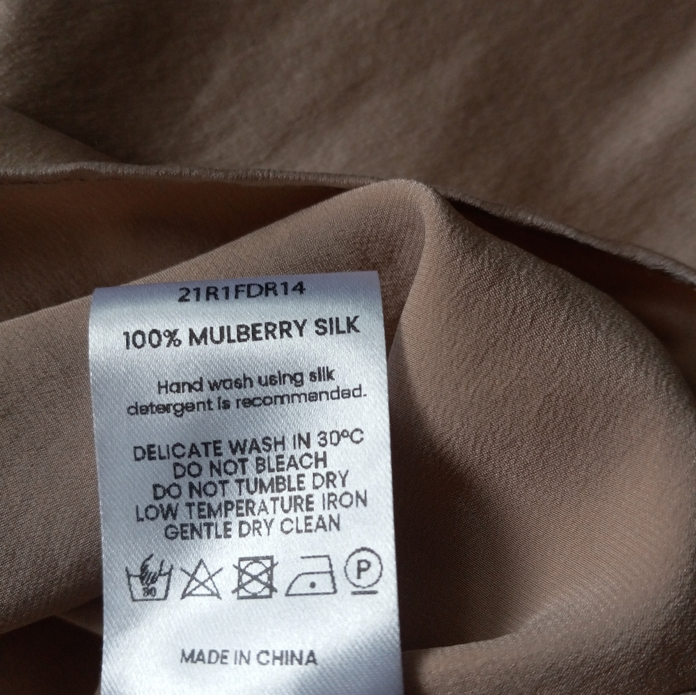 Silk Mason 100% Mulberry Silk Slip Midi Dress Desert Rose L - Picture 8 of 16